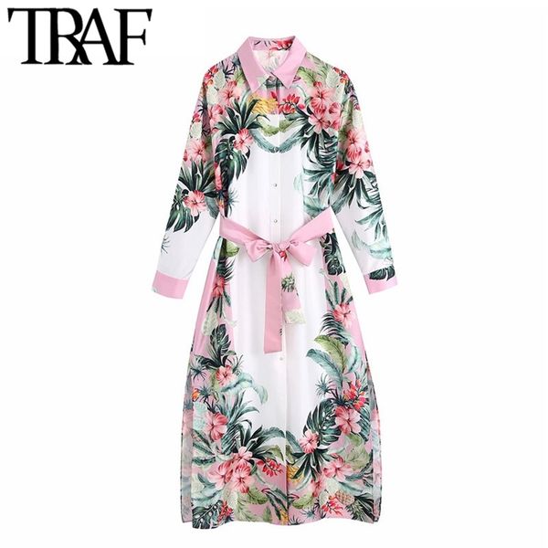 women chic fashion with belt tropical print midi shirt dress vintage long sleeve side slit female dresses mujer 210507, Black;gray
women chic fashion with belt tropical print midi shirt dress vintage long sleeve side slit female dresses mujer 210507, Black;gray