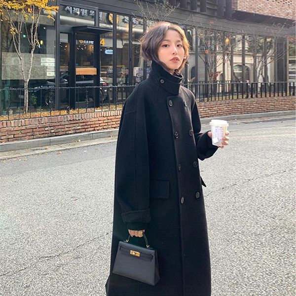 women's wool & blends over the knee woolen coat women autumn and winter 2021 korean loose black hepburn style long
women's wool & blends over the knee woolen coat women autumn and winter 2021 korean loose black hepburn style long