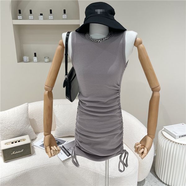 women's summer 2021 niche fashion design plied sleeveless tight shoulder elastic cord dress, Black;gray
women's summer 2021 niche fashion design plied sleeveless tight shoulder elastic cord dress, Black;gray