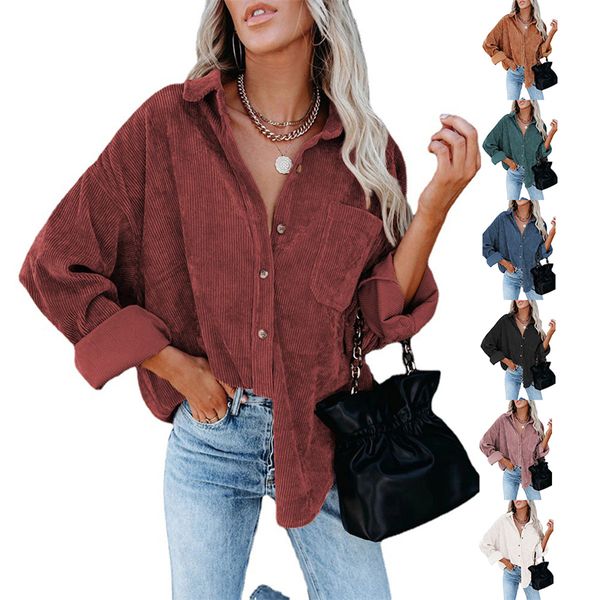 european and american women's blouses women spring/ autumn fashion girl's corduroy casual loose pocket long-sleeved shirt jacket, White
european and american women's blouses women spring/ autumn fashion girl's corduroy casual loose pocket long-sleeved shirt jacket, White