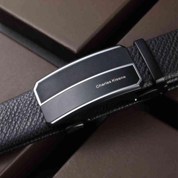 casual belt fashion automatic buckle men's pure leather pants, Black;brown