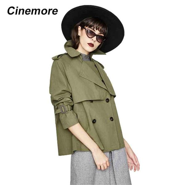 women's trench coats cinemore 2021 autumn fashion casual cotton washed double breasted jacket short loose clothing outerwear high quali, Tan;black
women's trench coats cinemore 2021 autumn fashion casual cotton washed double breasted jacket short loose clothing outerwear high quali, Tan;black