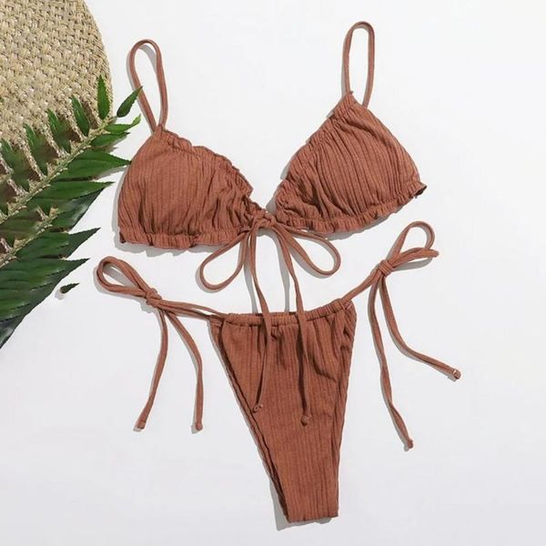 women's swimwear fashion women swimsuit spaghetti strap bandage two piece solid color backless triangular bikini beachwear for female, White;black
women's swimwear fashion women swimsuit spaghetti strap bandage two piece solid color backless triangular bikini beachwear for female, White;black