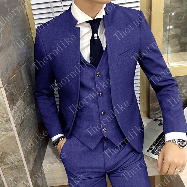 men's suits & blazers light navy blue stand collar wedding mens slim fit bridegroom tuxedos for men three pieces groomsmen pant suit fo, White;black
men's suits & blazers light navy blue stand collar wedding mens slim fit bridegroom tuxedos for men three pieces groomsmen pant suit fo, White;black