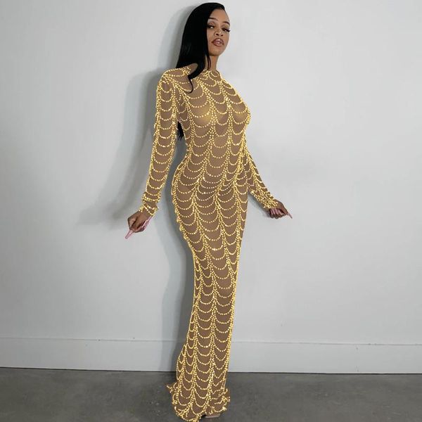 casual dresses sequins party maxi dress long sleeve mesh perspective bodycon 2021 fall evening show host wedding dinner clothes, Black;gray
casual dresses sequins party maxi dress long sleeve mesh perspective bodycon 2021 fall evening show host wedding dinner clothes, Black;gray