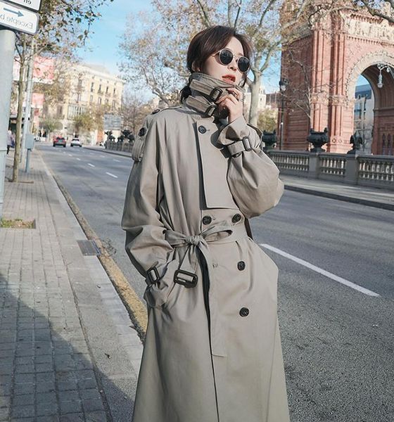 women solid spring autumn double breasted sashes overcoat trench long coat casual women's coats, Tan;black
women solid spring autumn double breasted sashes overcoat trench long coat casual women's coats, Tan;black
