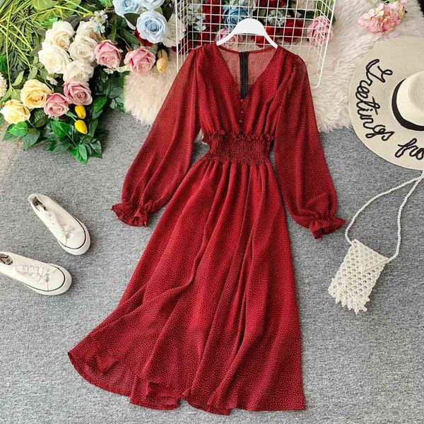 dresses red white sleeve skirt french collection waist big swing point chiffon dress super fairy retro long s, Black;gray
dresses red white sleeve skirt french collection waist big swing point chiffon dress super fairy retro long s, Black;gray