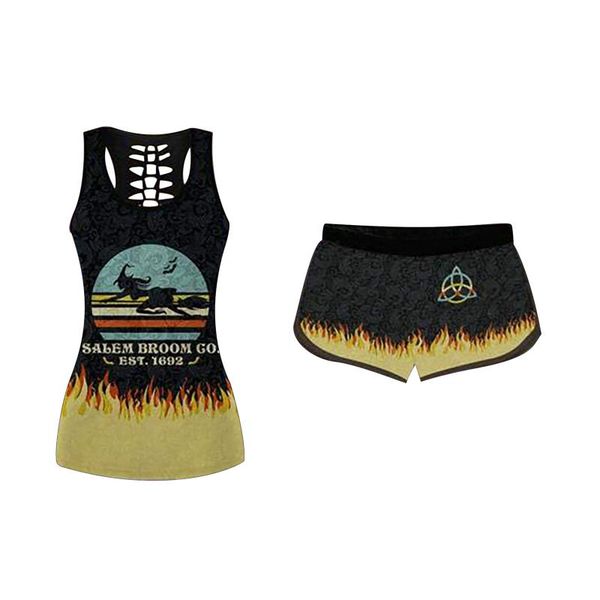 women's tracksuits european and american women fashion sleeveless halloween 3d digital printed vest tank shorts two piece yoga set, Gray
women's tracksuits european and american women fashion sleeveless halloween 3d digital printed vest tank shorts two piece yoga set, Gray