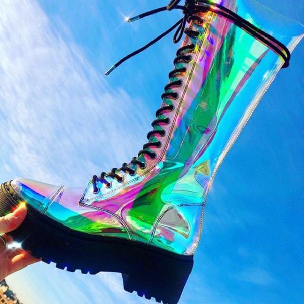 boots mkkhou fashion knee-high women's colorful transparent round toe thick bottom shoes mid-tube large size, Black
boots mkkhou fashion knee-high women's colorful transparent round toe thick bottom shoes mid-tube large size, Black