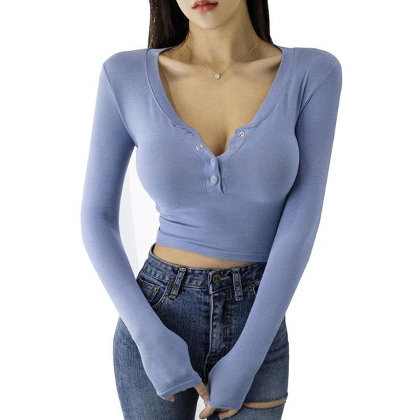 women's t-shirt shintimes button v-neck spring fall short women long sleeve thin tshirt club high elasticity tee shirt femme, White
women's t-shirt shintimes button v-neck spring fall short women long sleeve thin tshirt club high elasticity tee shirt femme, White