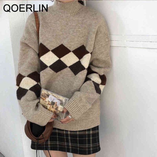 sweater winter korean style diamond turtleneck thick warm sweater women oversize pullover bf couple poncho knitwear top, White;black
sweater winter korean style diamond turtleneck thick warm sweater women oversize pullover bf couple poncho knitwear top, White;black