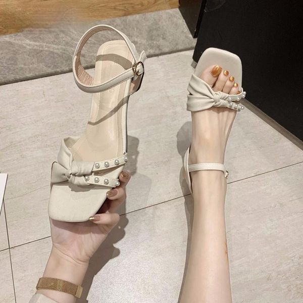 sandals 2021 fashion square pleated heels pearl women pu leather string bead high open toe female summer shoes, Black
sandals 2021 fashion square pleated heels pearl women pu leather string bead high open toe female summer shoes, Black
