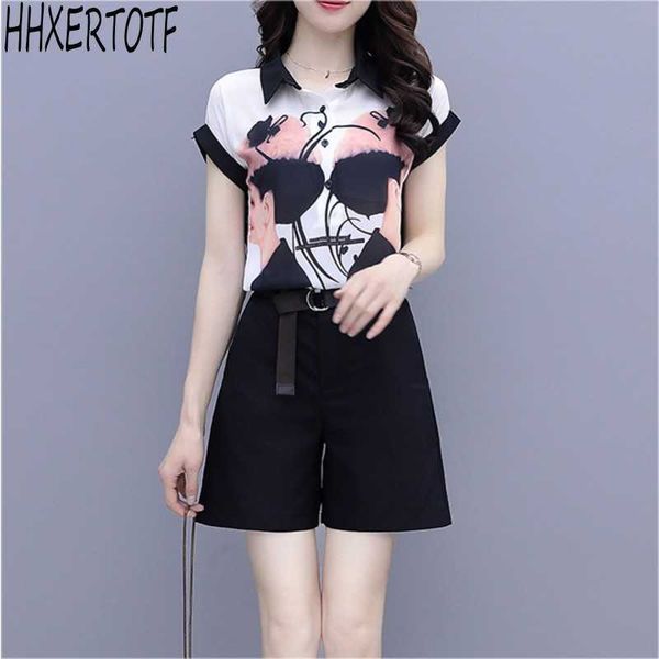 summer fashion temperament female turn down collar short sleeve print shirt + shorts casual two-piece sets 210531, White
summer fashion temperament female turn down collar short sleeve print shirt + shorts casual two-piece sets 210531, White