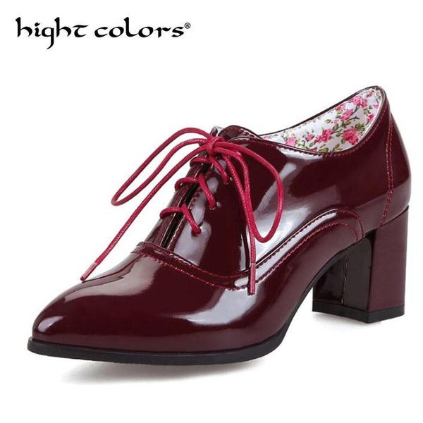 dress shoes women pumps patent leather pointed toe lace-up 6cm thick high heel shallow solid casual female plus size 34~48, Black
dress shoes women pumps patent leather pointed toe lace-up 6cm thick high heel shallow solid casual female plus size 34~48, Black