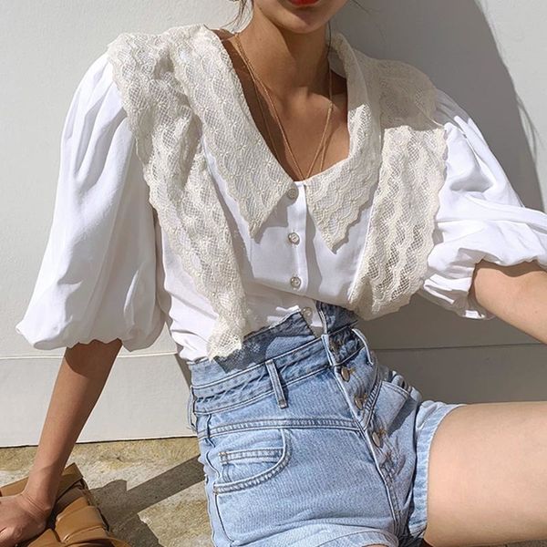 women lace patchwork hollow out blouse v-neck short lantern sleeve loose shirt fashion spring summer 16f0706 210510, White
women lace patchwork hollow out blouse v-neck short lantern sleeve loose shirt fashion spring summer 16f0706 210510, White