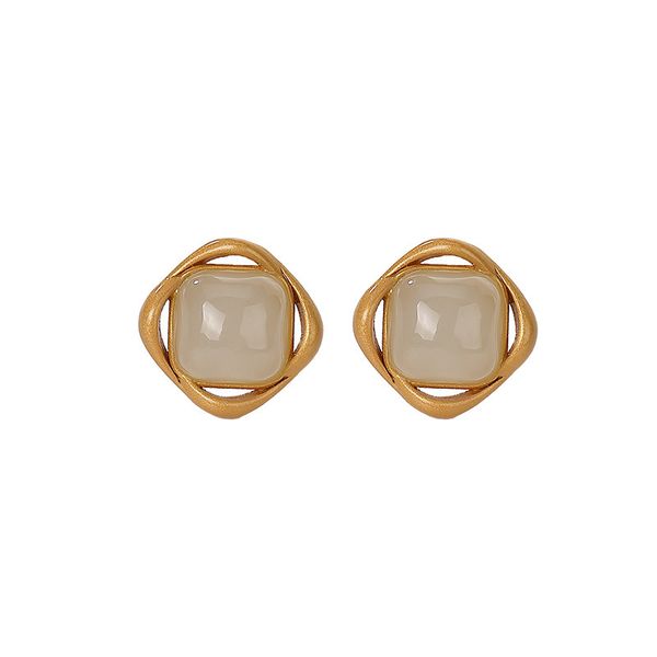 s925 sterling silver gold-plated natural hetian jade ear studs refined personalized simple spiral geometric women's earrings, Golden;silver
s925 sterling silver gold-plated natural hetian jade ear studs refined personalized simple spiral geometric women's earrings, Golden;silver