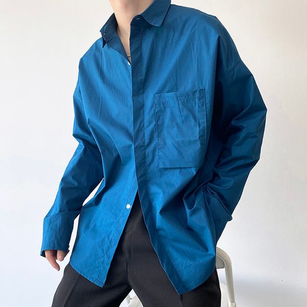 men's casual shirts men long sleeve loose blue shirt male korean fashion streetwear simple trend party dress cardigan shzs, White;black
men's casual shirts men long sleeve loose blue shirt male korean fashion streetwear simple trend party dress cardigan shzs, White;black