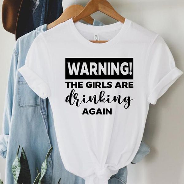 women's t-shirt warning the girls are drinking again shirt funny letters cotton party women wine lover shirts mujer camisetas, White
women's t-shirt warning the girls are drinking again shirt funny letters cotton party women wine lover shirts mujer camisetas, White