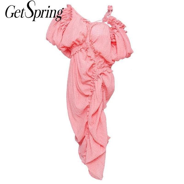 getspring women dress drawstring irregular pink puff sleeve rope adjustable long es all match ladies summer es 210601, Black;gray
getspring women dress drawstring irregular pink puff sleeve rope adjustable long es all match ladies summer es 210601, Black;gray