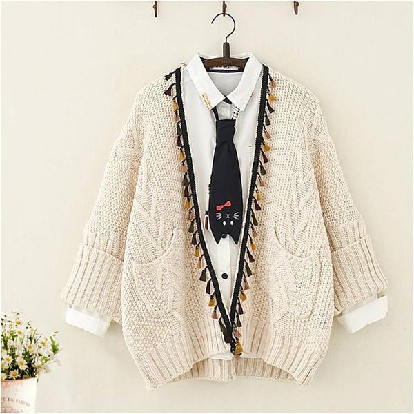 women's sweaters sweet tassel pockets cardigan women coat loose long sleeve autumn casual knitwear open stitch sweater 2021 sueter muje, White;black
women's sweaters sweet tassel pockets cardigan women coat loose long sleeve autumn casual knitwear open stitch sweater 2021 sueter muje, White;black