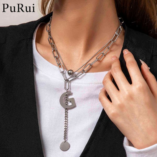 punk geometric stainless steel g letter & coin pendant necklace for women double layer neckalces paperclip chain jewelry, Silver
punk geometric stainless steel g letter & coin pendant necklace for women double layer neckalces paperclip chain jewelry, Silver