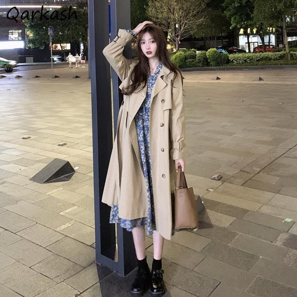 women's trench coats women long sleeve elegant spring autumn khaki simple female office streetwear korean single breasted adjustable wa, Tan;black
women's trench coats women long sleeve elegant spring autumn khaki simple female office streetwear korean single breasted adjustable wa, Tan;black