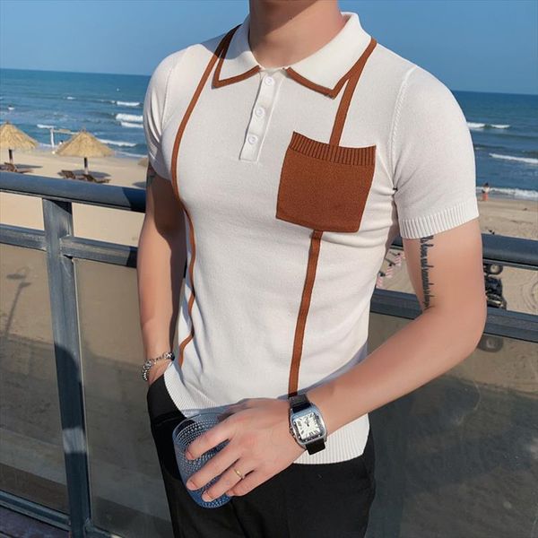 british style summer men polos front pocket decor striped shirts clothing business casual short sleeve knitted tee shirt 3xl, White;black
british style summer men polos front pocket decor striped shirts clothing business casual short sleeve knitted tee shirt 3xl, White;black