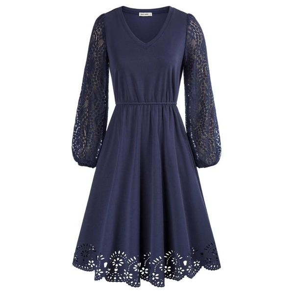 casual dresses women burn-out hem dress long sleeve v-neck elastic waist a-line, Black;gray
casual dresses women burn-out hem dress long sleeve v-neck elastic waist a-line, Black;gray