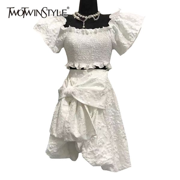 solid two piece set for women square collar short sleeve high waist irregular skirts casual sets female summer 210428, White
solid two piece set for women square collar short sleeve high waist irregular skirts casual sets female summer 210428, White