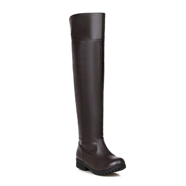 boots 40-43 44 45 46 47 low heel women's 48 code over-the-knee, Black