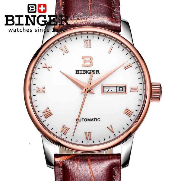 make swiss luxury gentlemen watches binger company automatic self-wind leather band water resistance bg-0397-8, Slivery;brown
make swiss luxury gentlemen watches binger company automatic self-wind leather band water resistance bg-0397-8, Slivery;brown