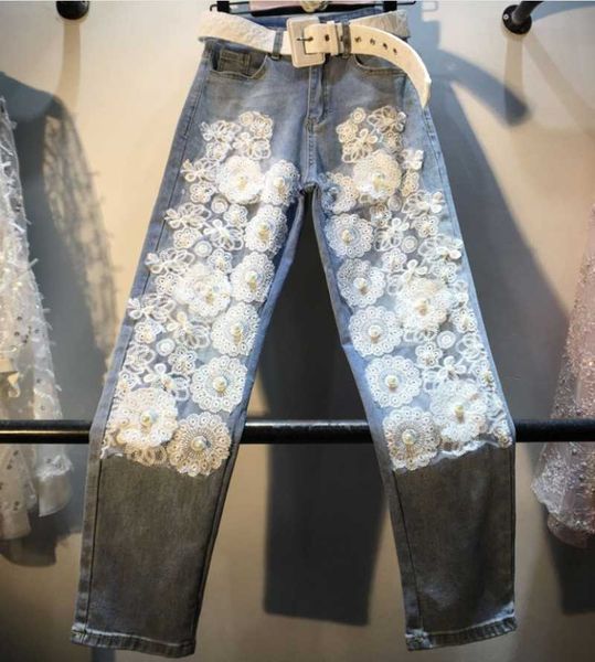 women's jeans 2021 summer heavy industry women pearl stitching lace hollow small fragrance straight, Blue
women's jeans 2021 summer heavy industry women pearl stitching lace hollow small fragrance straight, Blue