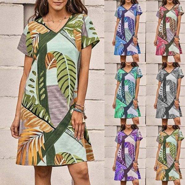 casual dresses 6 colors summer leaves printing short sleeve dress v neck loose vintage midi women beach plus size, Black;gray
casual dresses 6 colors summer leaves printing short sleeve dress v neck loose vintage midi women beach plus size, Black;gray