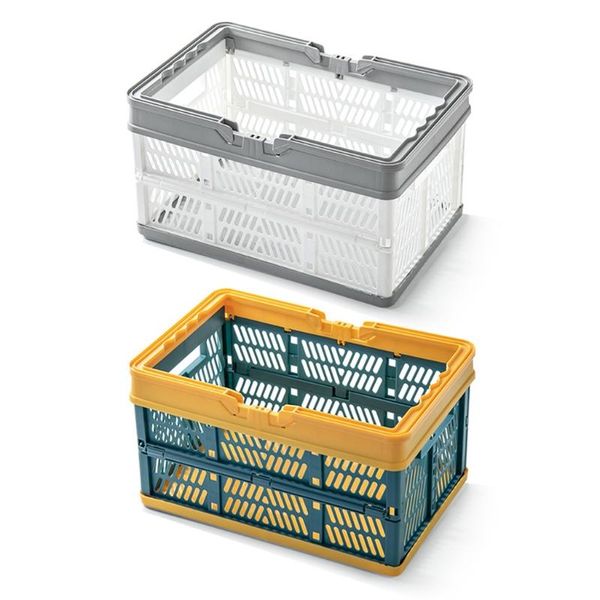 storage baskets collapsible crates with handle rectangular hollow-out basket