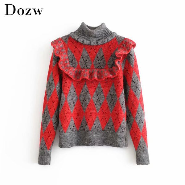 women fashion geometric print turtlenneck sweater female elegant ruffles long sleeve winter warm pullover ladies casual 210414, White;black
women fashion geometric print turtlenneck sweater female elegant ruffles long sleeve winter warm pullover ladies casual 210414, White;black