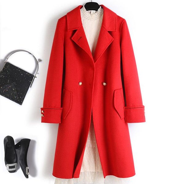 women's wool & blends middle aged winter fashion jacket double breasted turn-down collar pockets coats and jackets women 2021, Black
women's wool & blends middle aged winter fashion jacket double breasted turn-down collar pockets coats and jackets women 2021, Black