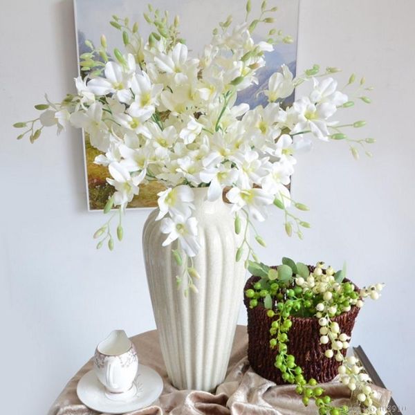 decorative flowers & wreaths 1pcs europe style artificial cymbidium silk flower bouquet for wedding party room decoration diy vivid peacock
decorative flowers & wreaths 1pcs europe style artificial cymbidium silk flower bouquet for wedding party room decoration diy vivid peacock