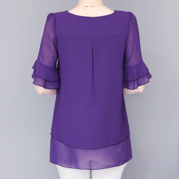 women clothing fashion summer o-neck chiffon solid blouse plus size 5xl ruffle short sleeve casual lady shirt female blusas, White
women clothing fashion summer o-neck chiffon solid blouse plus size 5xl ruffle short sleeve casual lady shirt female blusas, White