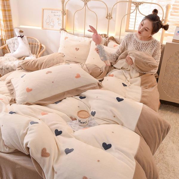 bedding sets small fresh love series milk cashmere coral 4 piece set contrast color stitching quilt cover autumn and winter warm
bedding sets small fresh love series milk cashmere coral 4 piece set contrast color stitching quilt cover autumn and winter warm