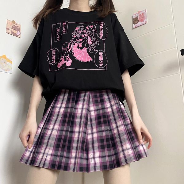 women's t-shirt kawaii cartoon summer anime girl print short sleeve women tshirts hip hop fashion black clothing female streetwear, White
women's t-shirt kawaii cartoon summer anime girl print short sleeve women tshirts hip hop fashion black clothing female streetwear, White