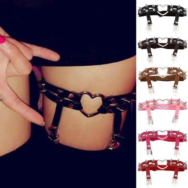 anklets women studded heart garters thigh high harness girls elastic leg chain girl spike rivet metal punk goth gothic jewelry, Red;blue 
anklets women studded heart garters thigh high harness girls elastic leg chain girl spike rivet metal punk goth gothic jewelry, Red;blue