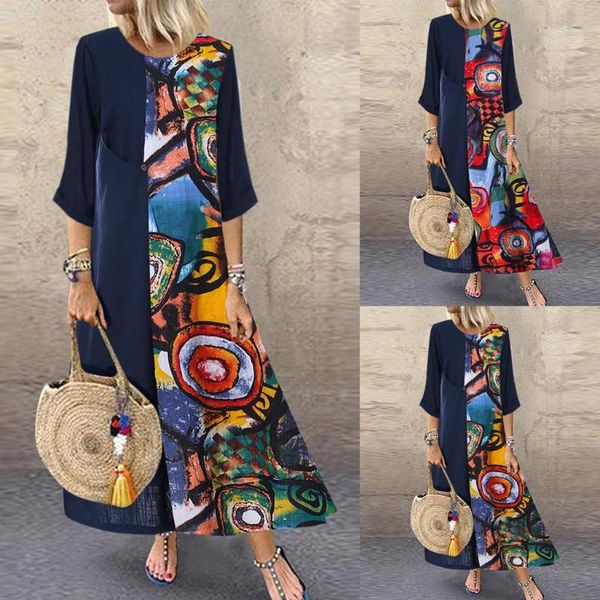 casual dresses plus size women vintage long dress o-neck patchwok sleeve print loose sundress, Black;gray
casual dresses plus size women vintage long dress o-neck patchwok sleeve print loose sundress, Black;gray