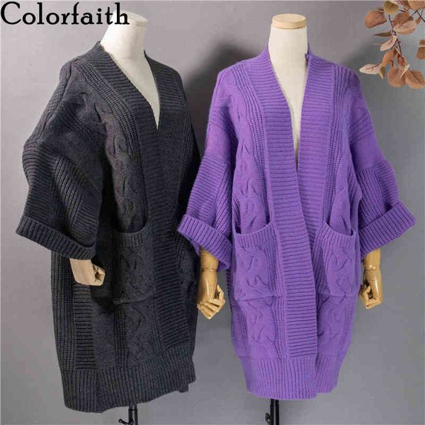 colorfaith new autumn winter women's sweater v-neck midi cardigan pocket elegant no belt korean oversize lady swc1104jx 210413, White;black
colorfaith new autumn winter women's sweater v-neck midi cardigan pocket elegant no belt korean oversize lady swc1104jx 210413, White;black