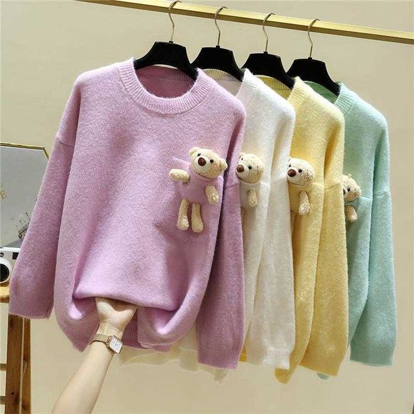 autumn winter thick cute pink women sweater pullover loose casual long sleeve o neck kint jumper female jersey mujer 210604, White;black
autumn winter thick cute pink women sweater pullover loose casual long sleeve o neck kint jumper female jersey mujer 210604, White;black