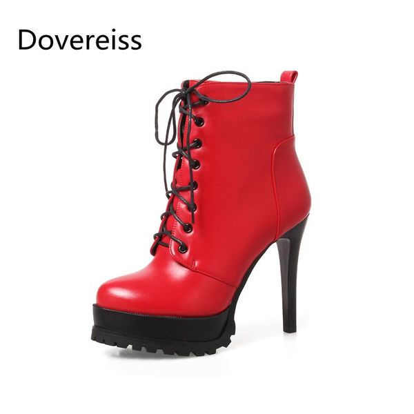 boots dovereiss fashion platform red winter pointed toe cross tied stilettos chunky heels short big size 43, Black
boots dovereiss fashion platform red winter pointed toe cross tied stilettos chunky heels short big size 43, Black