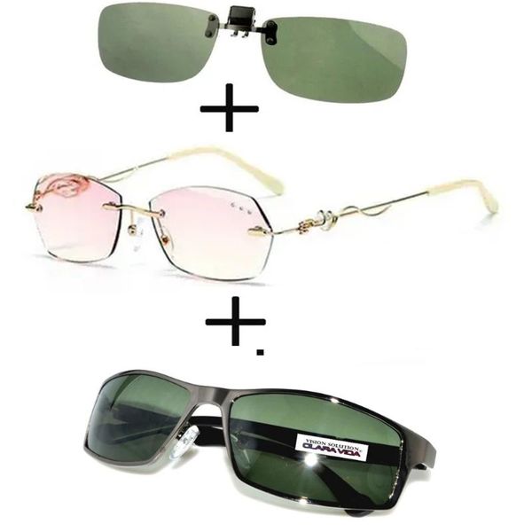 sunglasses 3pcs alloy luxury frameless rimless reading glasses women ladies + polarized sports clip, White;black
sunglasses 3pcs alloy luxury frameless rimless reading glasses women ladies + polarized sports clip, White;black