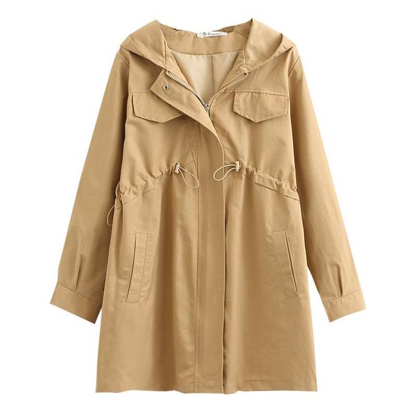 women's trench coats spring 2021 women coat oversize fashion casual clothes female outerwear hooded drawstring waist chaqueta de mujere, Tan;black
women's trench coats spring 2021 women coat oversize fashion casual clothes female outerwear hooded drawstring waist chaqueta de mujere, Tan;black