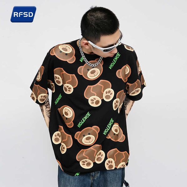 rfsd summer 210g cotton short sleeve t-shirt men's severed bear print loose street couple top, White;black
rfsd summer 210g cotton short sleeve t-shirt men's severed bear print loose street couple top, White;black