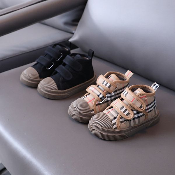 baby shoes 2021 winter children's canvas plush warm cloth for men and women, Black