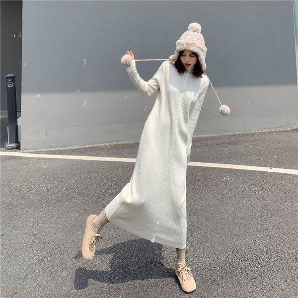 women sweater casual maxi dress single-breasted knit sleeve long party dresses, Black;gray
women sweater casual maxi dress single-breasted knit sleeve long party dresses, Black;gray